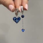 Серьги сердце с лазуритом