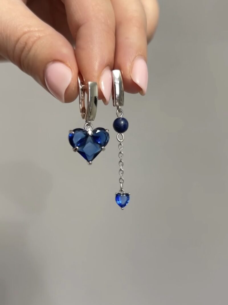 Серьги сердце с лазуритом