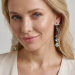 Серьги Солнце и Луна с голубыми кристаллами